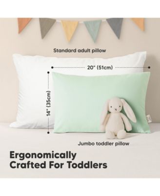 2pk Jumbo Toddler Pillow - Soft Organic Cotton Kids Pillows for Sleeping - 14X20 Travel Pillow for Kids Age 2-5