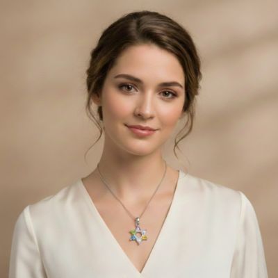 Brilliant Sterling Silver Cubic Zirconia Star of David Pendant Necklace