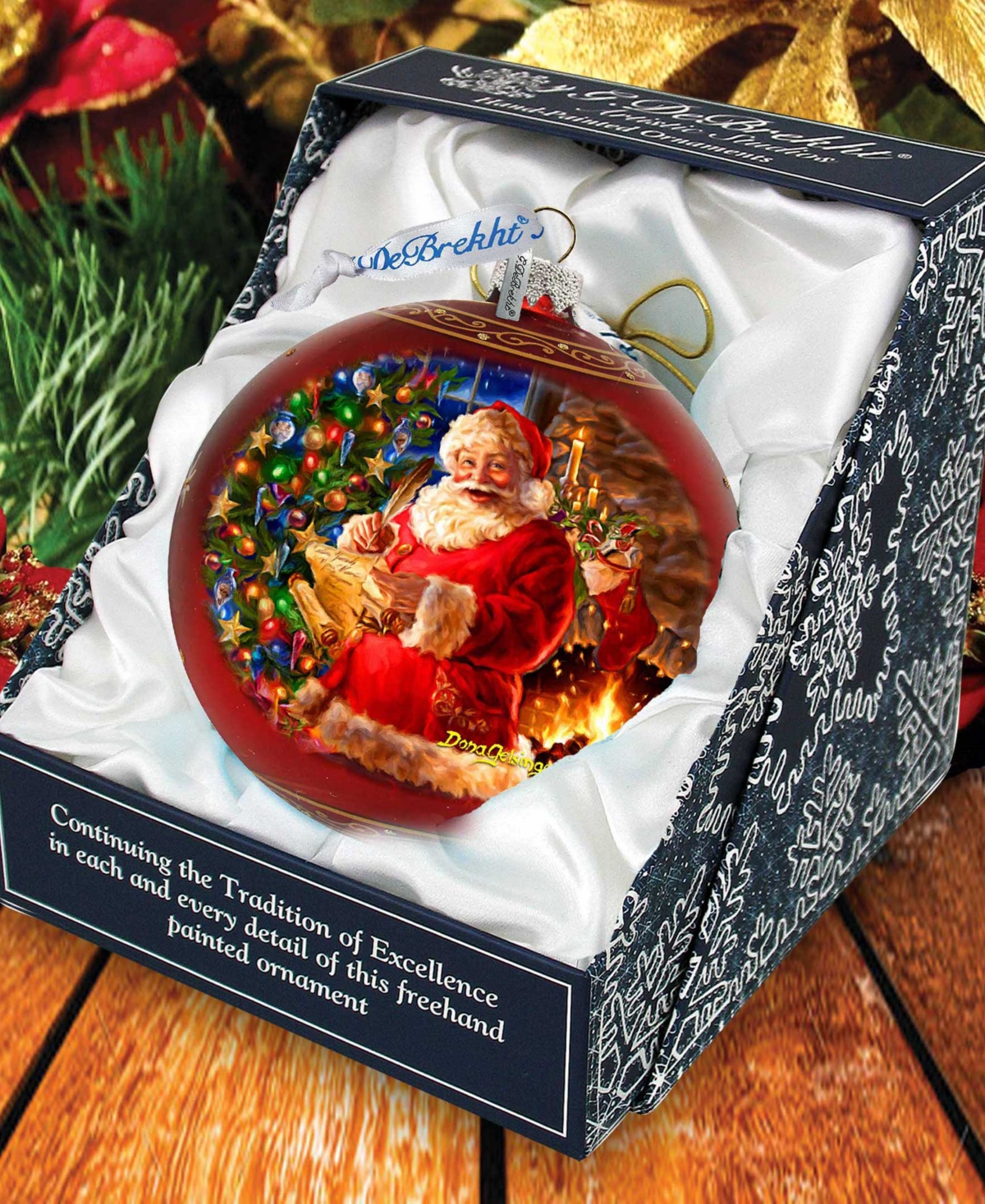 Shop Designocracy Wish List Santa Large Holiday Glass Collectible Ornaments D. Gelsinger In Multi Color