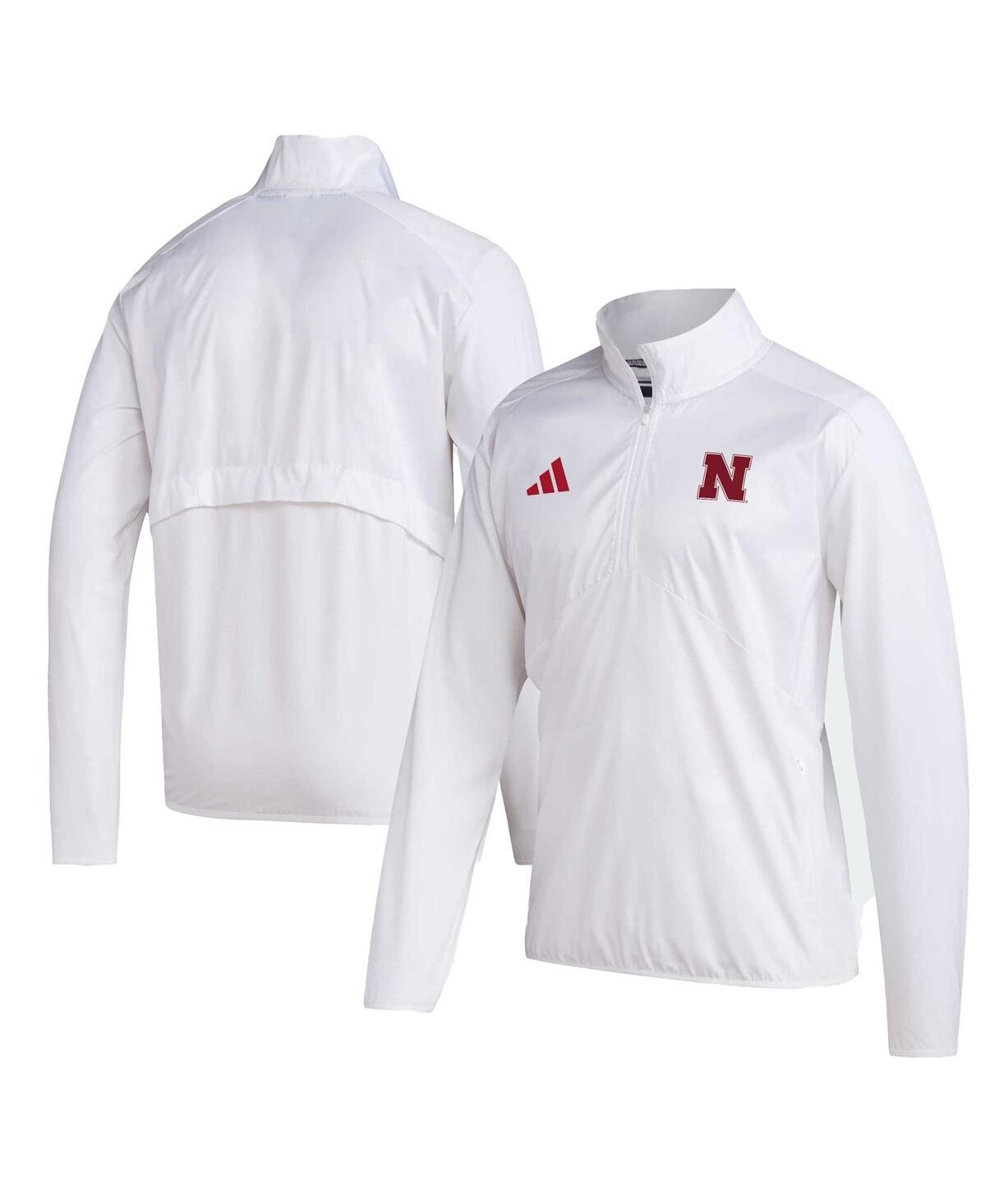 Shop Adidas Originals Men's Adidas White Nebraska Huskers Sideline Aeroready Raglan Sleeve Quarter-zip Jacket