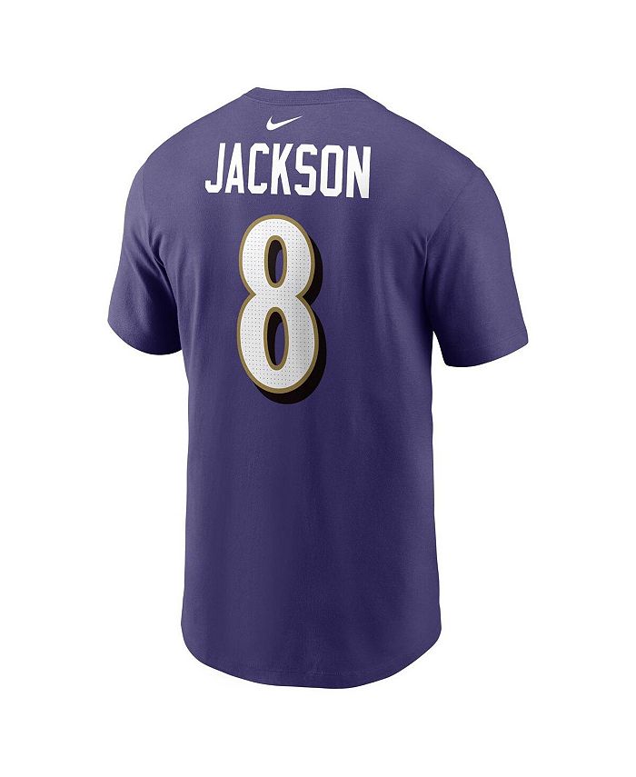 Nike Men's Lamar Jackson Purple Baltimore Ravens Player Name and Number ...