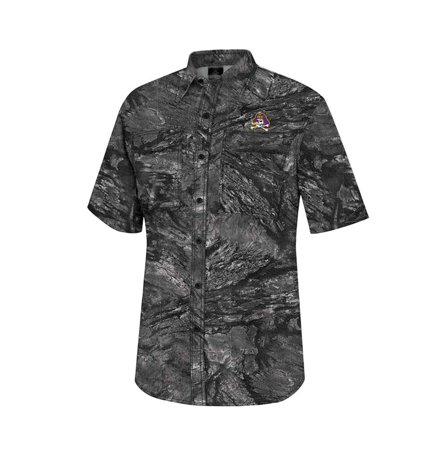 Мужская рубашка Colosseum Charcoal ECU Pirates Realtree Aspect Charter Full-Button Fishing — фото 3