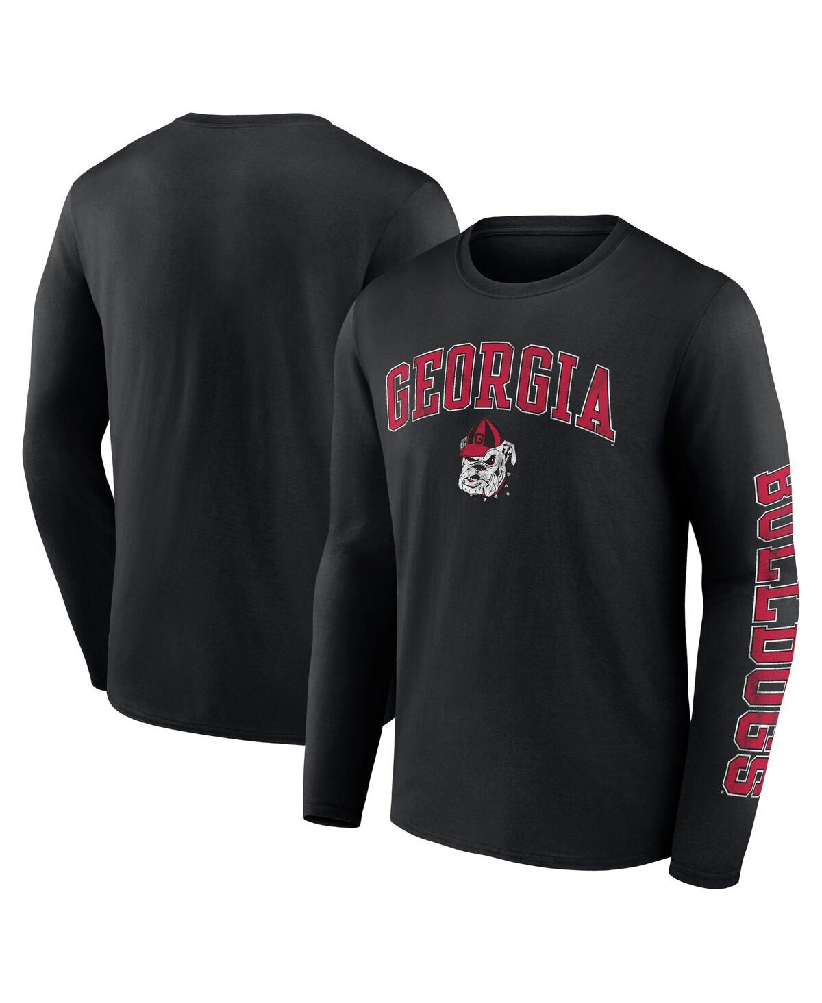Shop Fanatics Men's  Black Georgia Bulldogs Distressed Arch Over Logo Long Sleeve T-shirt