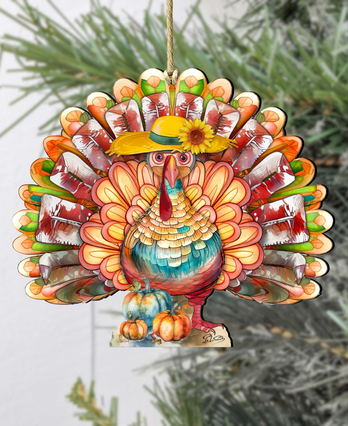 Designocracy Holiday Wooden Ornaments Thanksgiving Turkey Home Decor G. Debrekht In Multi Color
