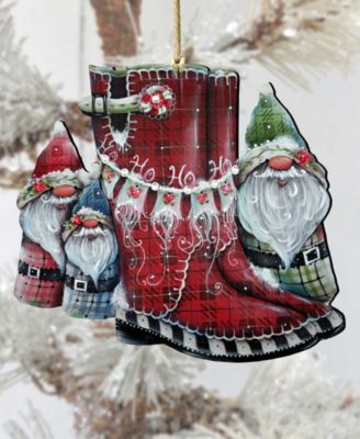 Hello Christmas Boots Christmas Wooden Ornaments Holiday Decor J. Mills-Price