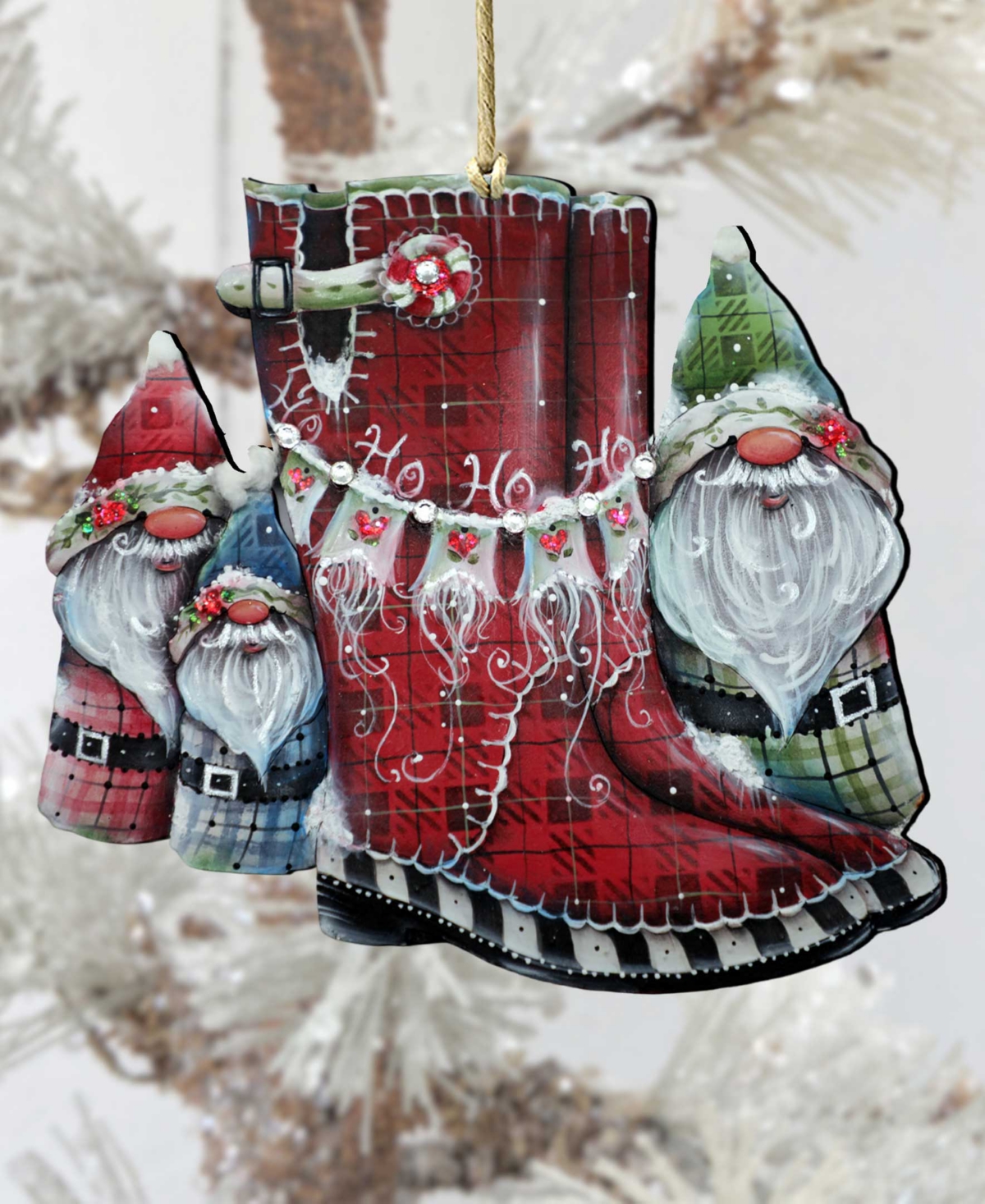 Designocracy Hello Christmas Boots Christmas Wooden Ornaments Holiday Decor J. Mills-price In Multi Color