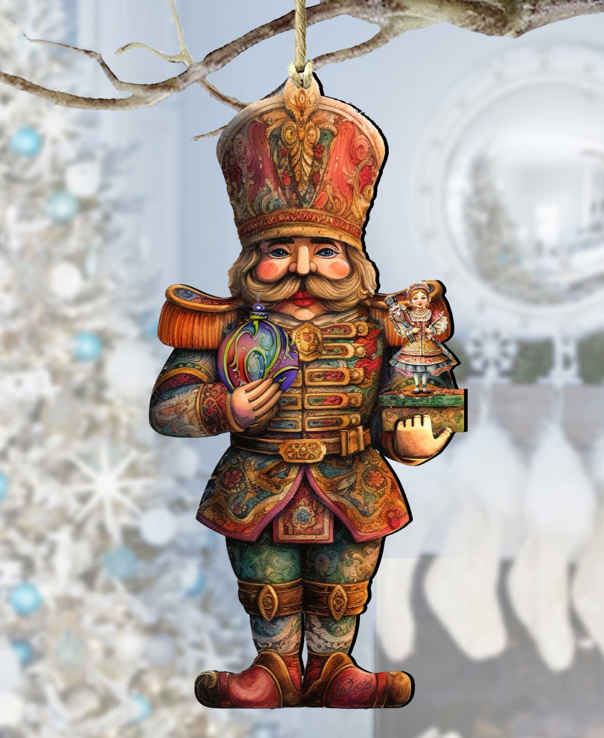Designocracy Nutcracker With Clara Christmas Wooden Ornaments Holiday Decor G. Debrekht In Multi Color