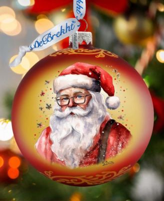Jolly Santa Claus Ball Holiday Mercury Glass Ornaments G. DeBrekht