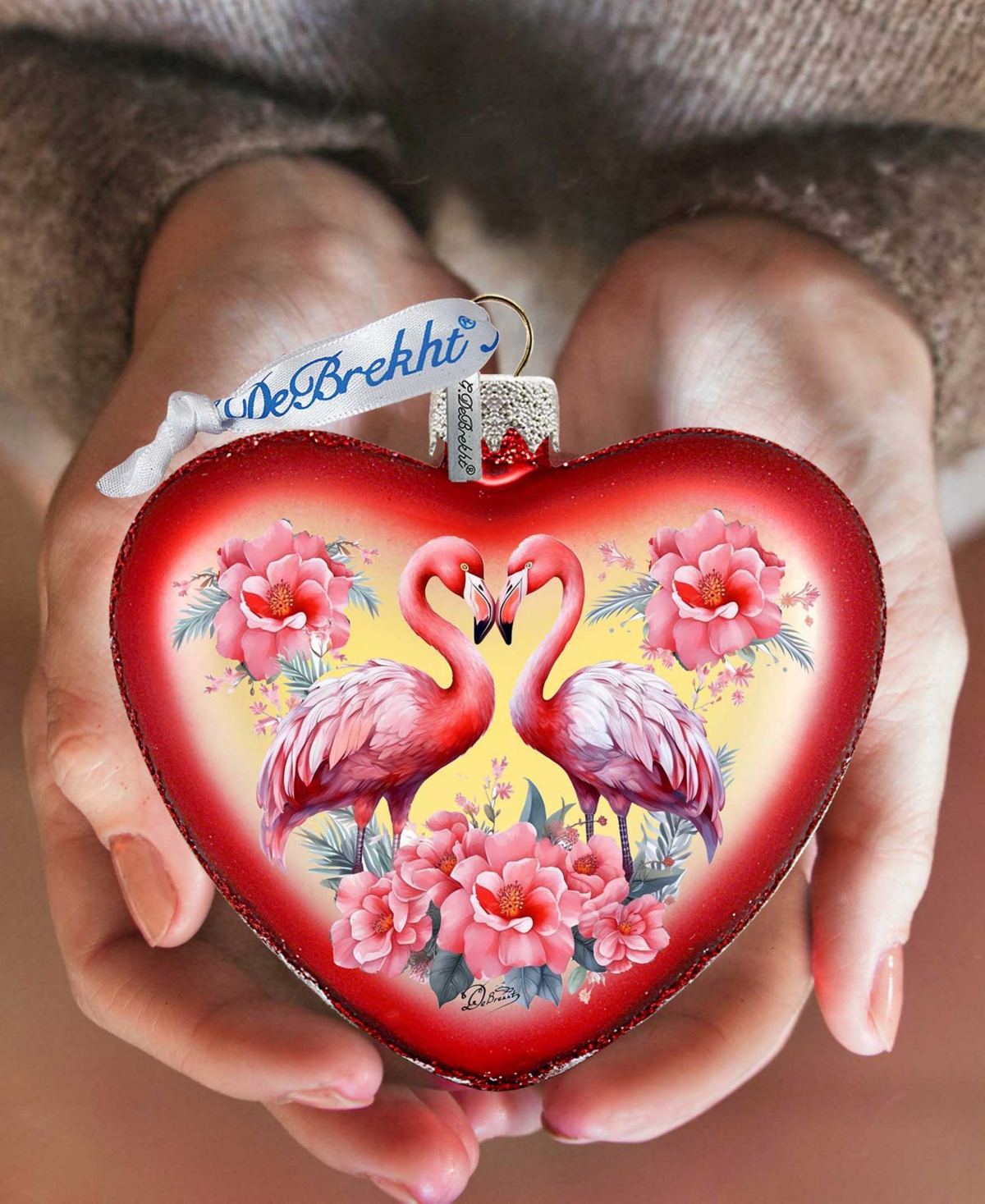 Shop Designocracy Flamingo Love Heart Holiday Mercury Glass Ornaments G. Debrekht In Multi Color