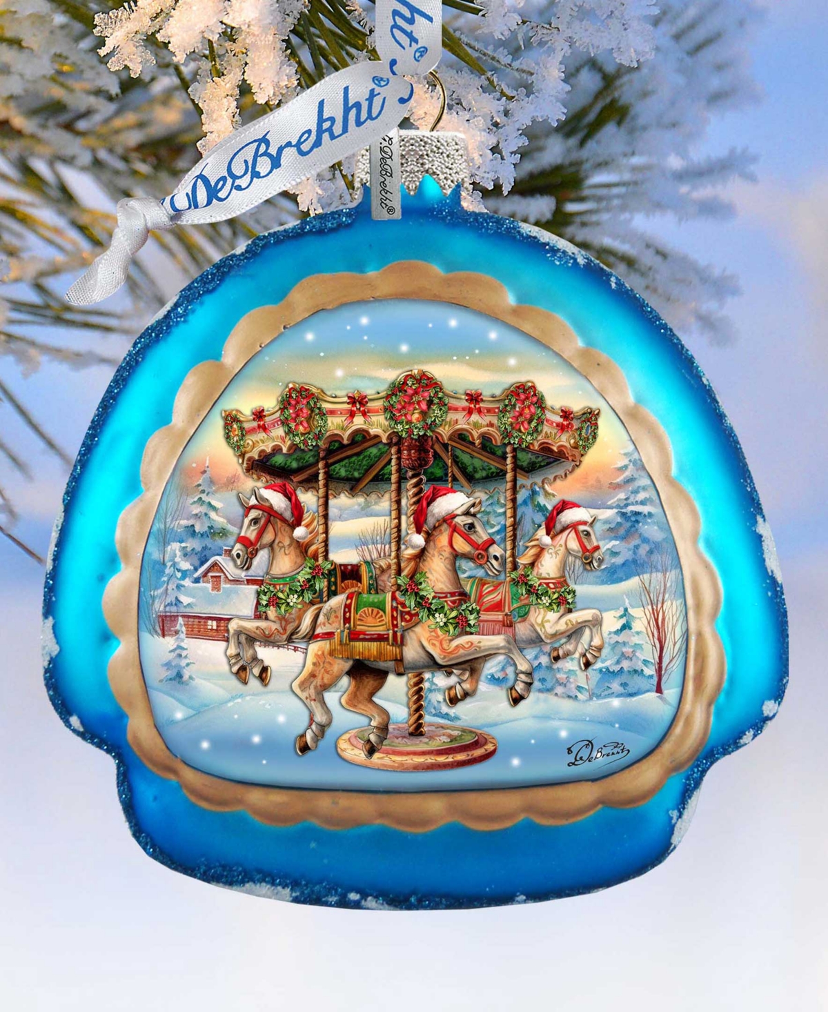 Designocracy Christmas Carousel Rainbow Holiday Mercury Glass Ornaments G. Debrekht In Multi Color