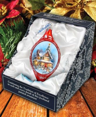 Christmas Cottage Drop Holiday Mercury Glass Ornaments G. DeBrekht