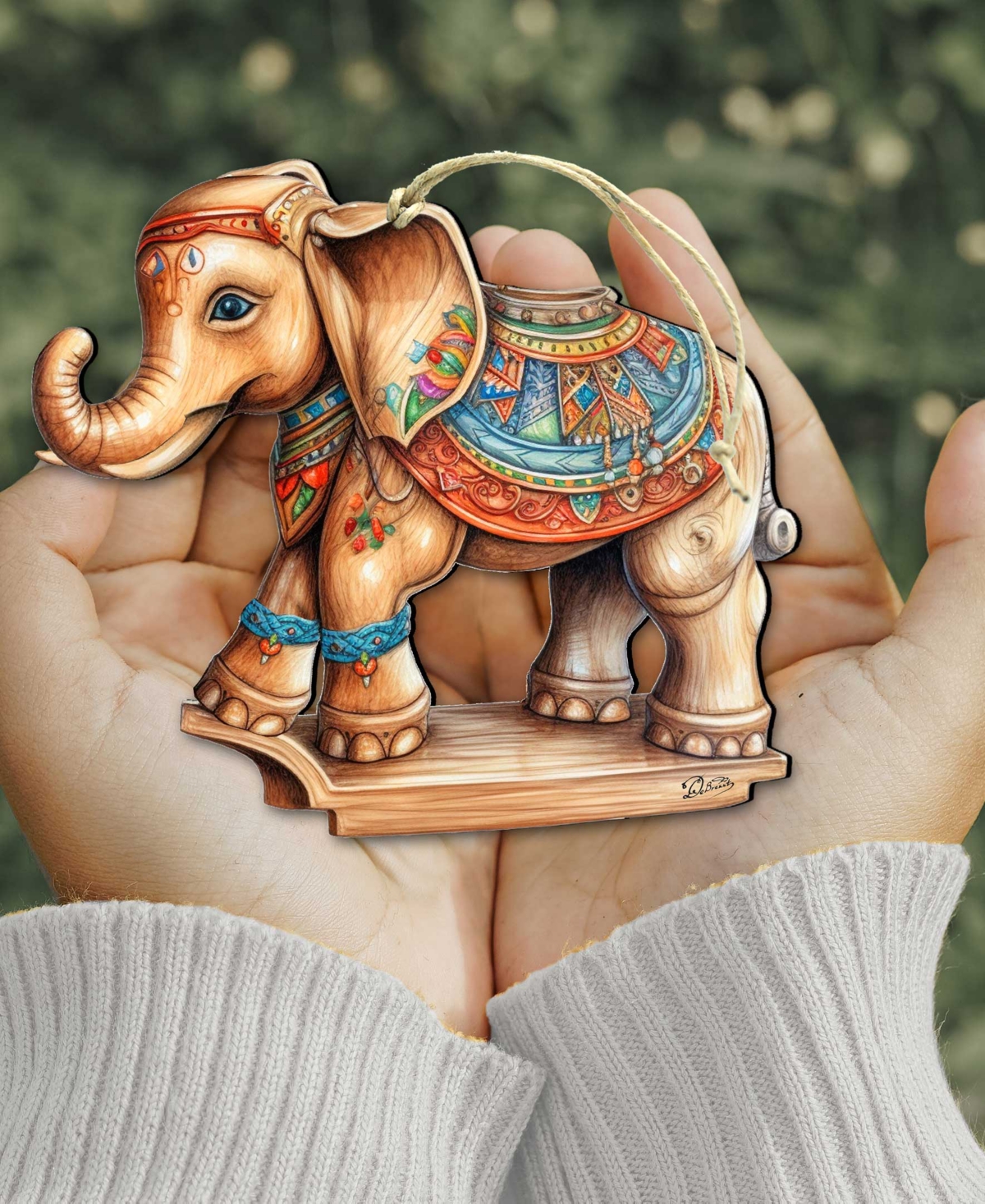 Shop Designocracy Carousel Elephant Christmas Wooden Ornaments Holiday Decor G. Debrekht In Multi Color