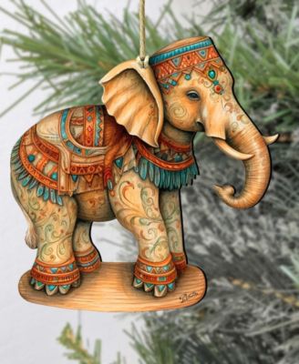 Carousel Elephant Christmas Wooden Ornaments Holiday Decor G. DeBrekht