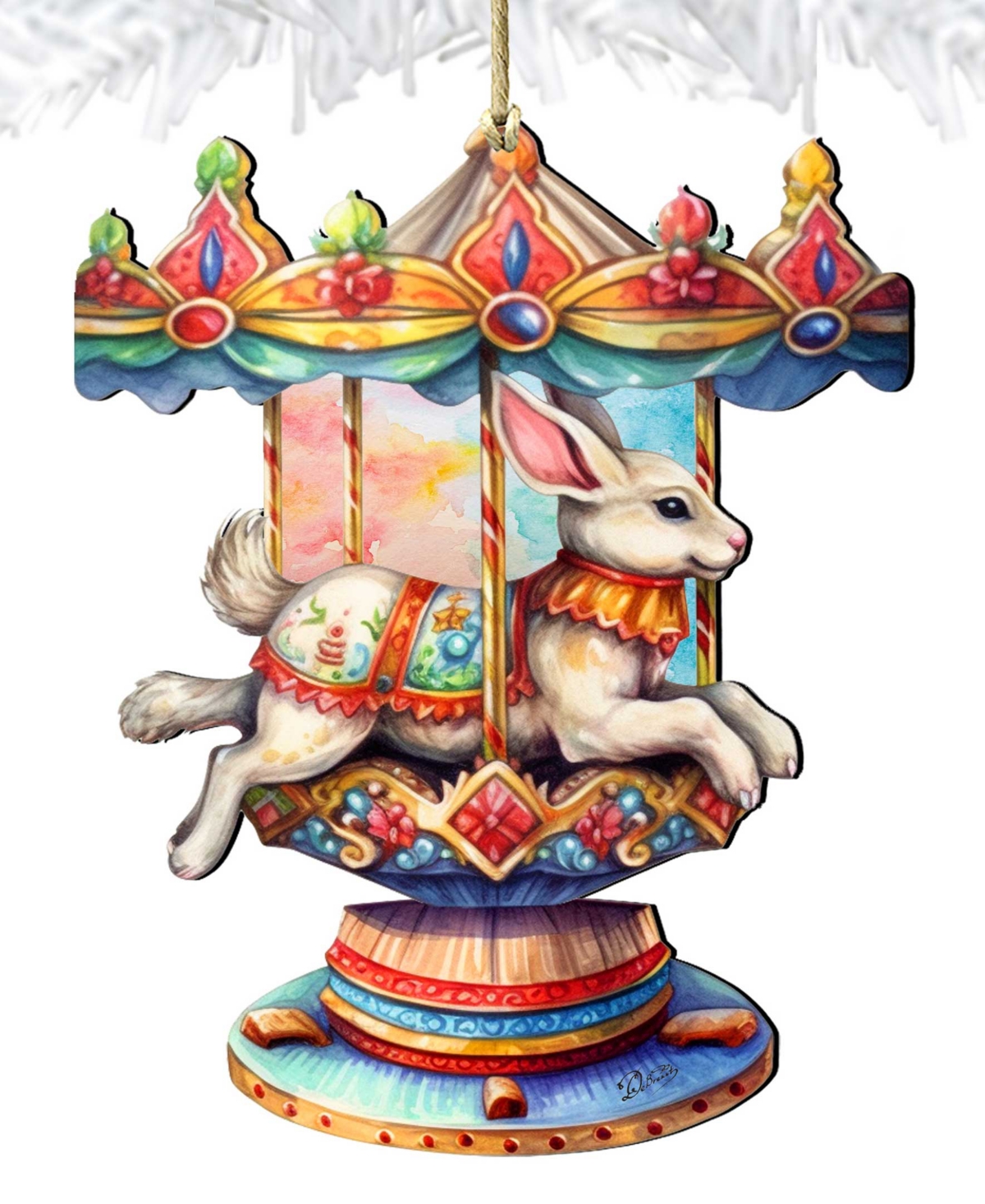 Designocracy Carousel Christmas Wooden Ornaments Holiday Decor G. DeBrekht