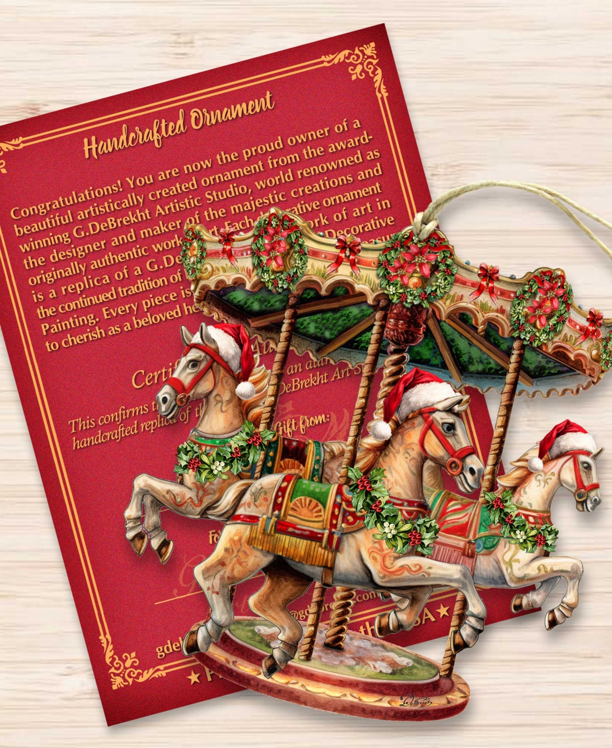 Shop Designocracy Christmas Carousel Christmas Wooden Ornaments Holiday Decor G. Debrekht In Multi Color