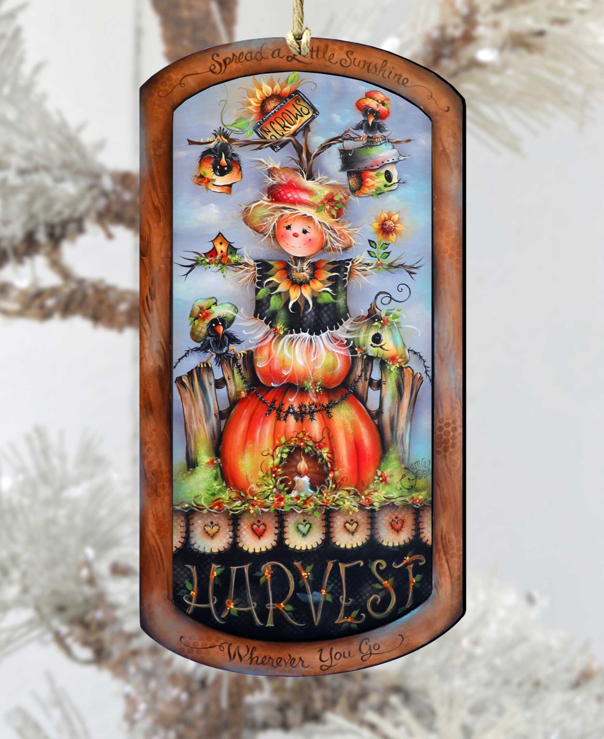 Shop Designocracy Holiday Wooden Ornaments Harvest Pumpkin Scarecrow Home Decor J. Mills-price In Multi Color