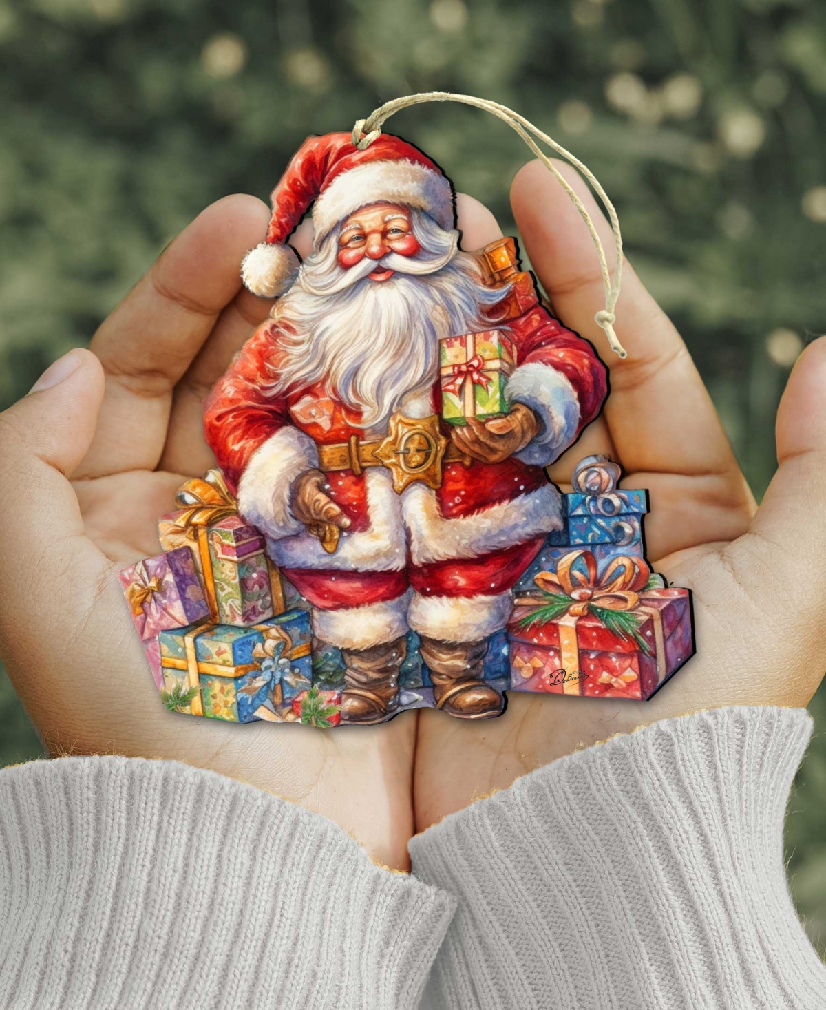 Shop Designocracy The Joy Of Giving Christmas Wooden Ornaments Holiday Decor G. Debrekht In Multi Color