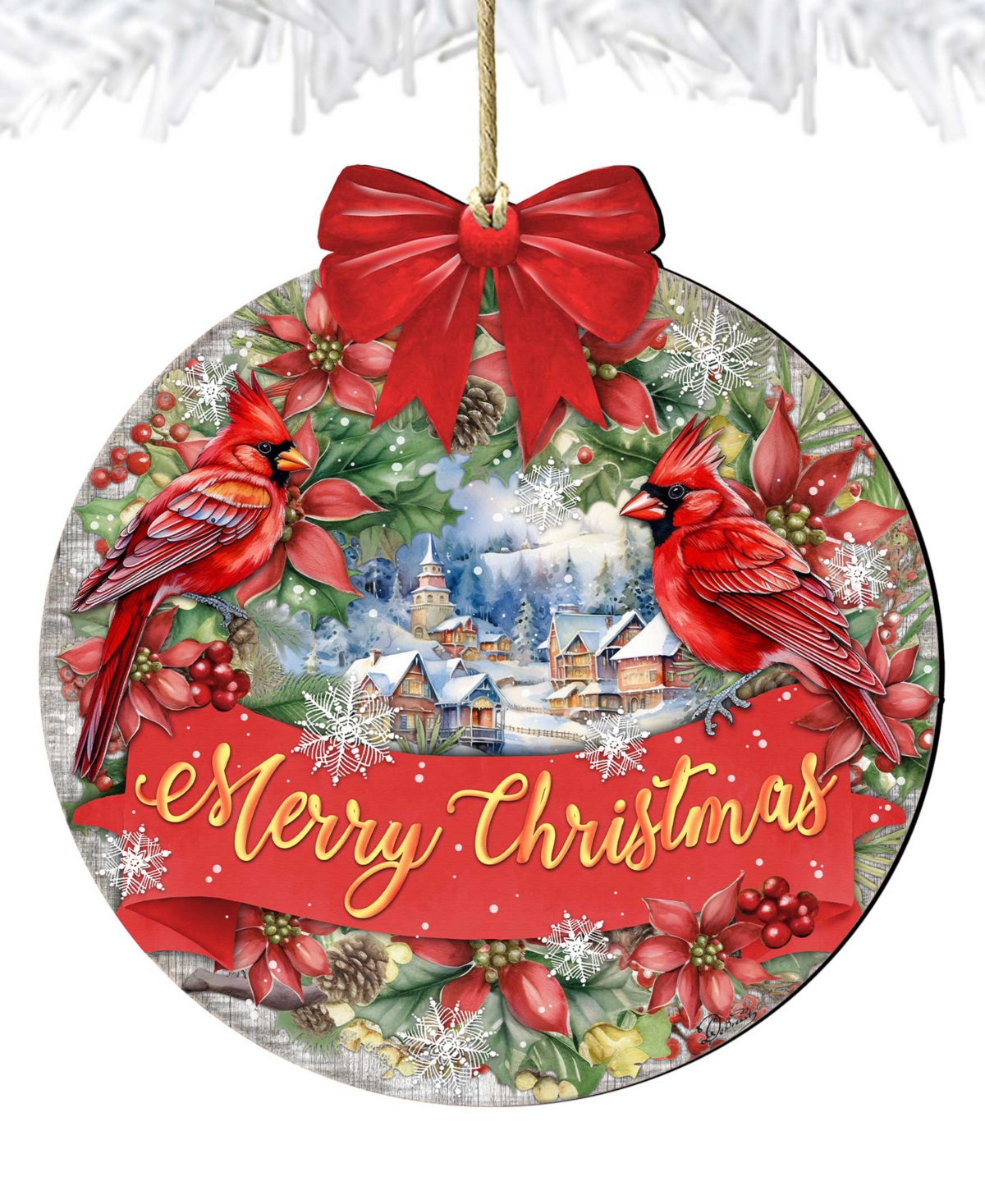 Shop Designocracy Merry Christmas Wooden Ornaments Holiday Decor G. Debrekht In Multi Color