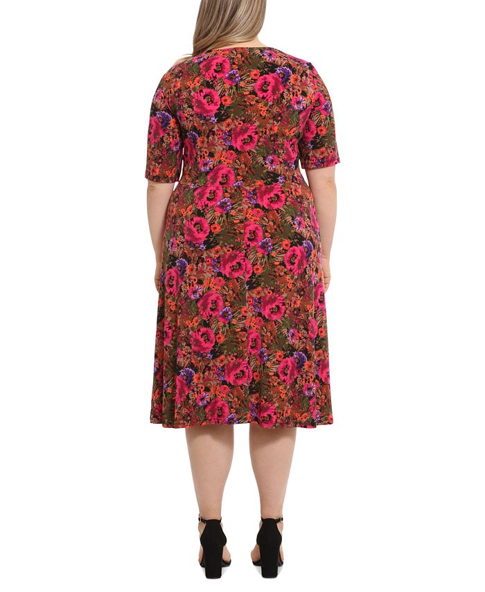 London Times Plus Size Floral-Print Fit & Flare Dress - Macy's