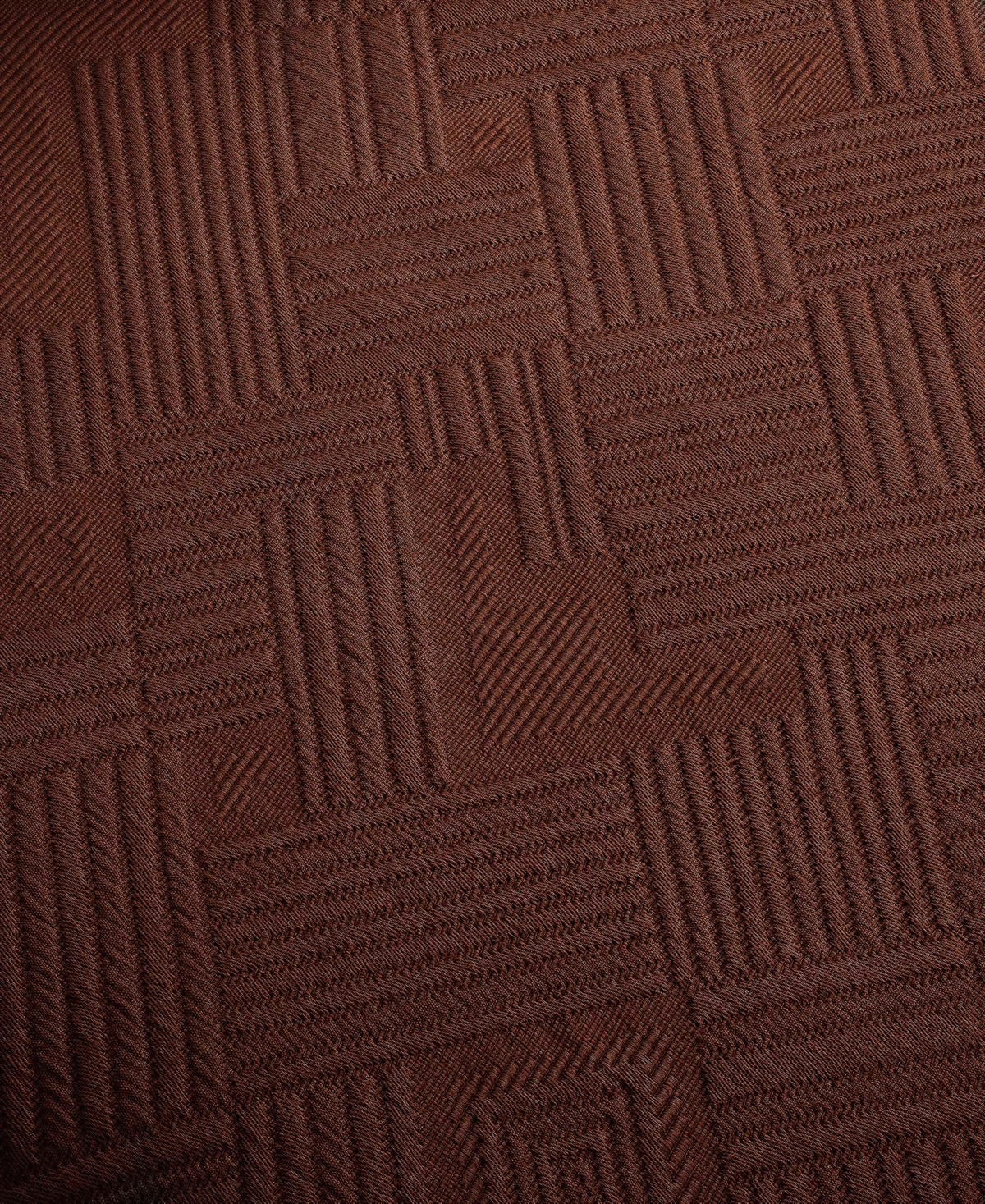 Superior Closeout!  Geometric Fret Textured Jacquard Matelasse All-season 3-piece Bedspread Set, Full In Brown