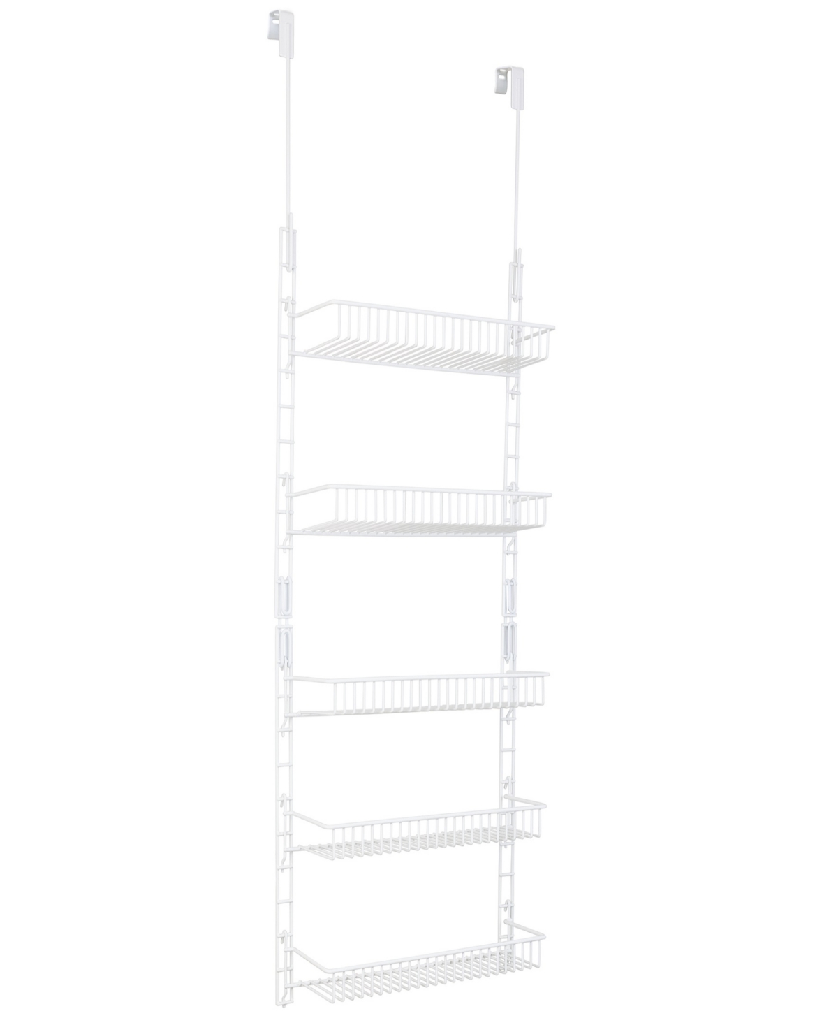 5-Tier Over the Door Pantry Organizer Rack with Adjustable Shelves - White