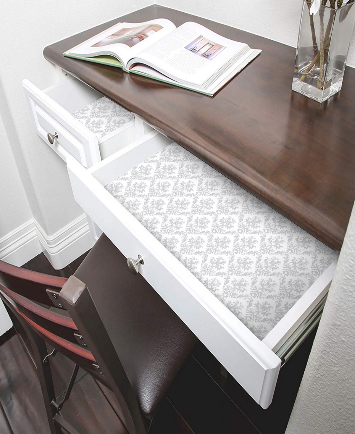 Shop Smart Design Bonded Grip Shelf Liner, 12" X 10' Roll In Fleur Gris