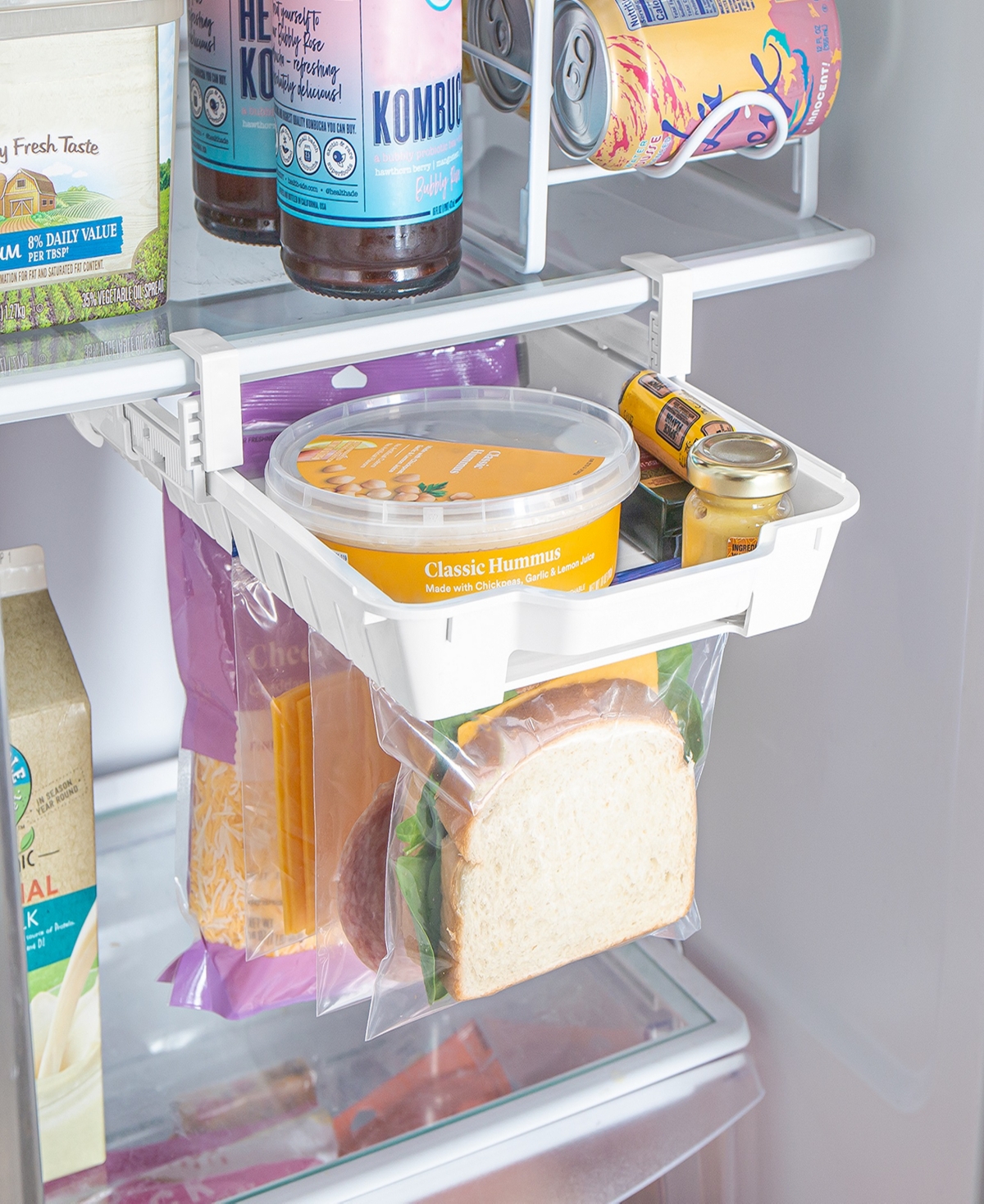 Smart Design Hanging Zip Bag Pull Out Refrigerator Drawer In Clear