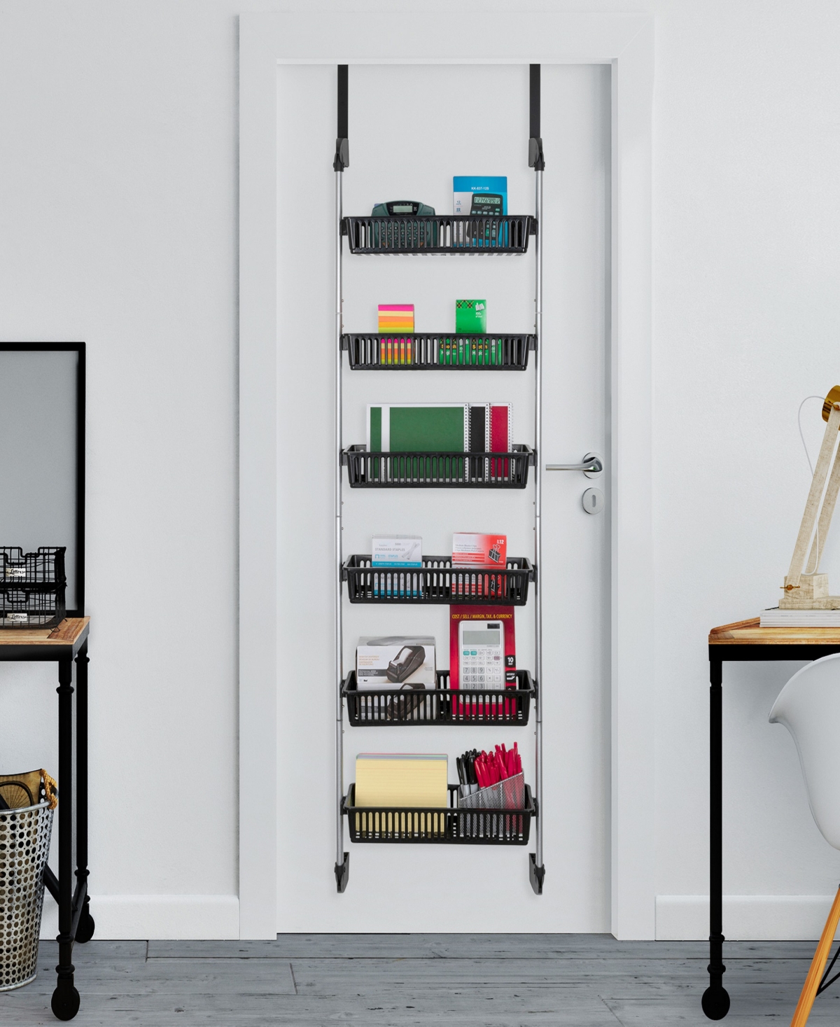 Shop Smart Design 6-tier Over The Door Pantry Organizer With 6 Full Baskets In Black