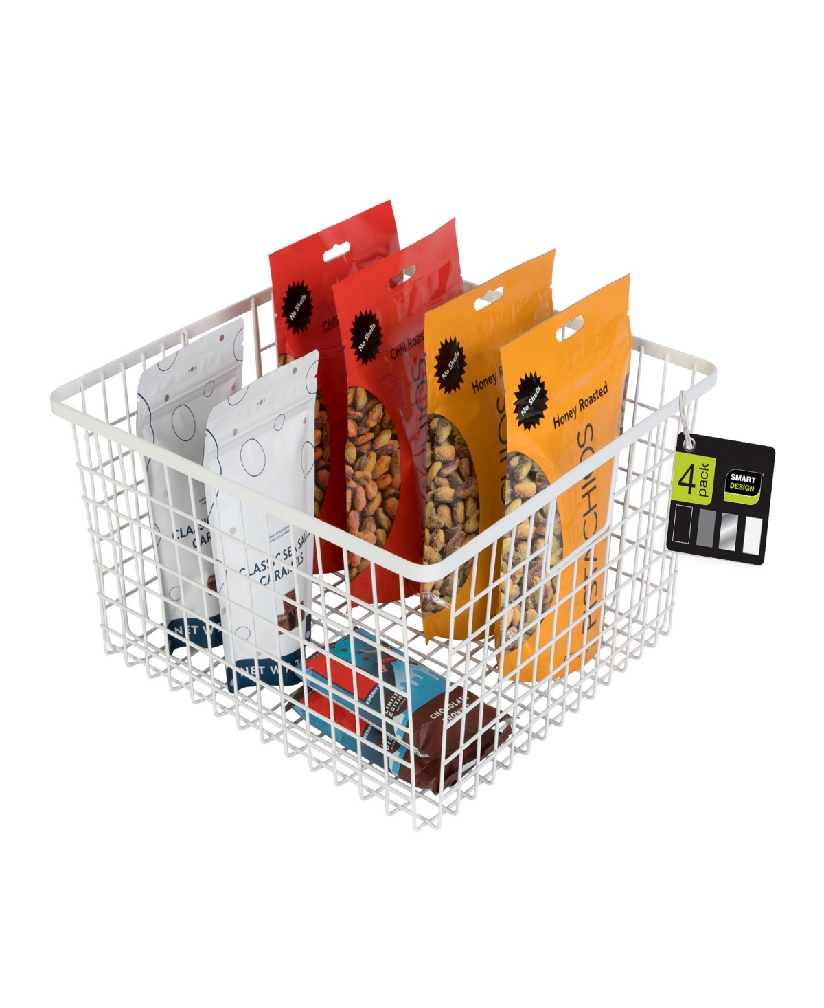 Shop Smart Design Nestable 9" X 16" X 6" Basket Organizer With Handles, Set Of 4 In White