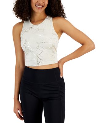 ID Ideology Women's Crack Foil Cropped Tank Top, Created for Macy's