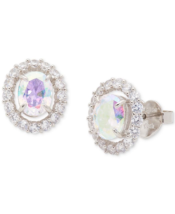 kate spade new york Silver Tone Cubic Zirconia Oval Halo Stud
