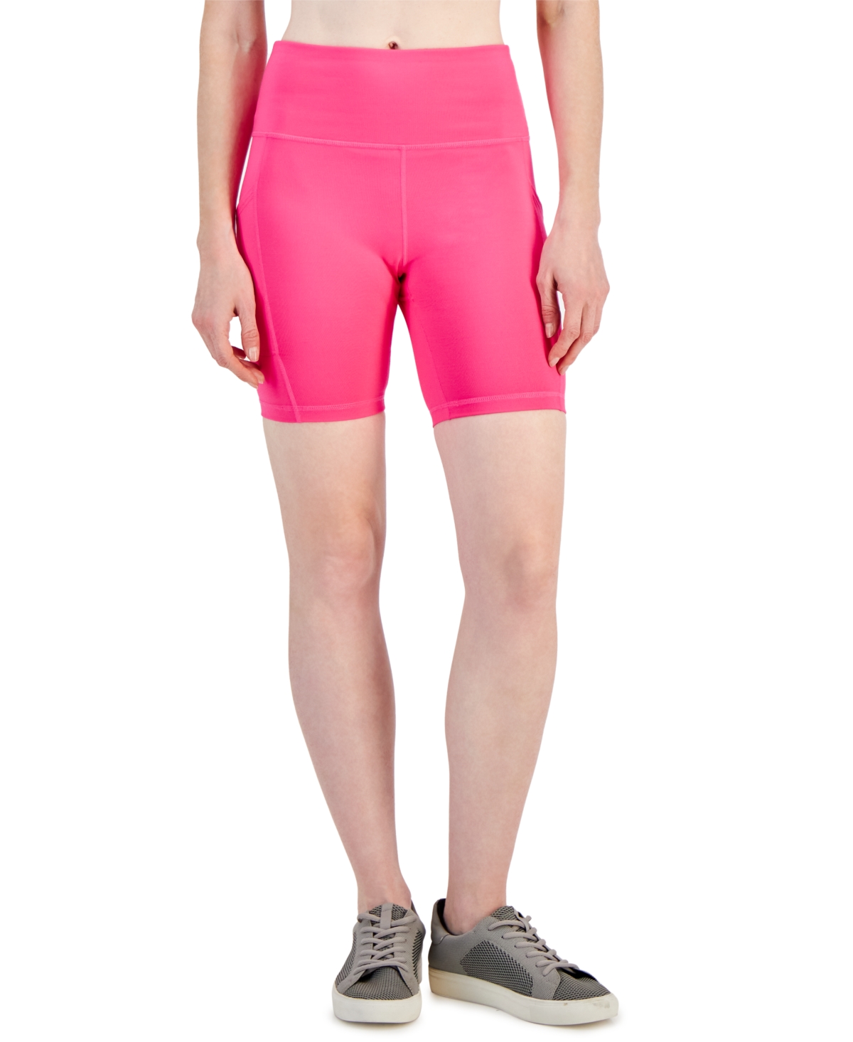 Id Ideology Women's Compression 7" Bike Shorts, Created For Macy's In Molten Pink