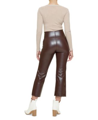Women's Cropped Flared Faux-Leather Leggings