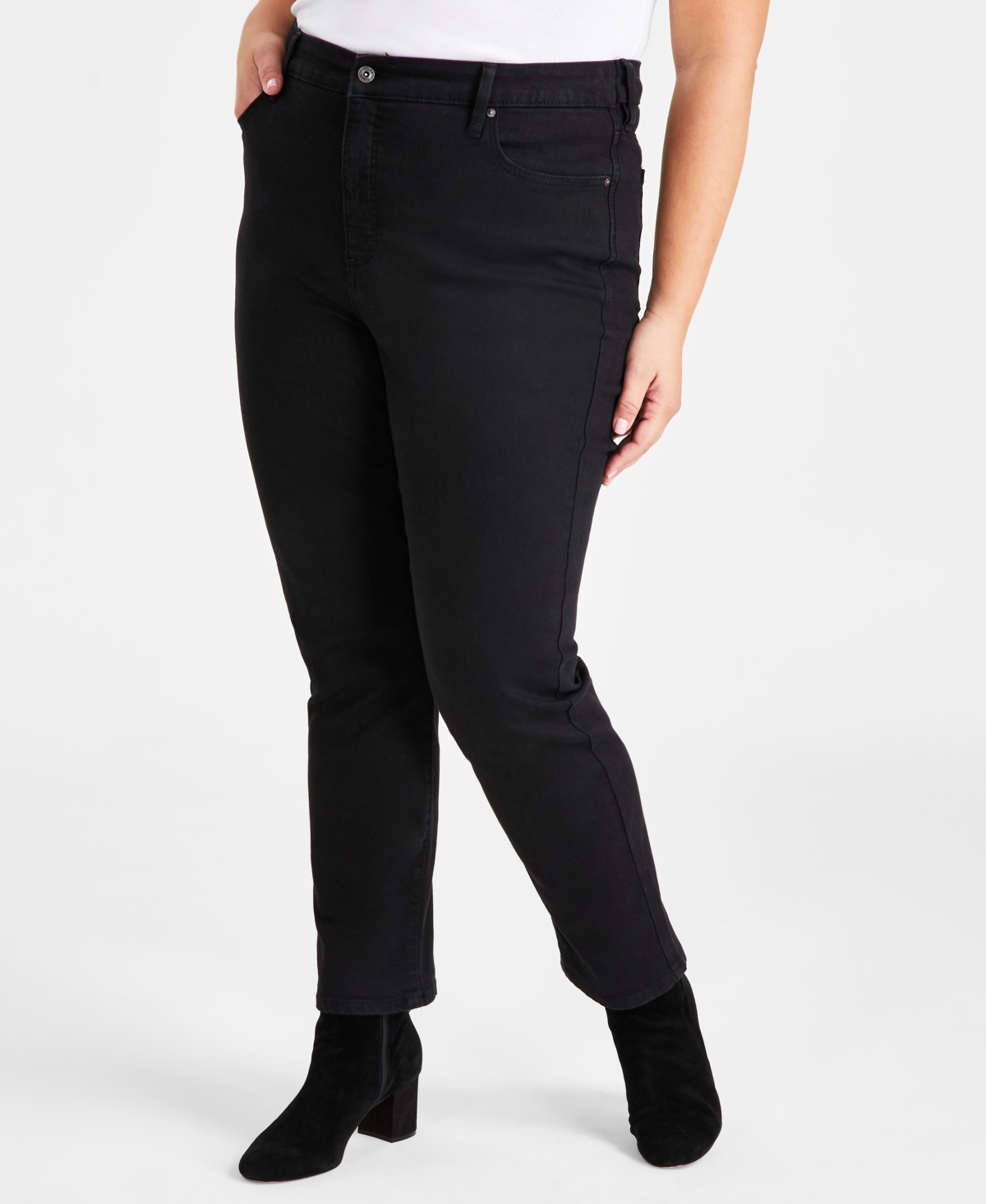 Style & Co Plus Size High-Rise Straight-Leg Jeans, Created for Macy's