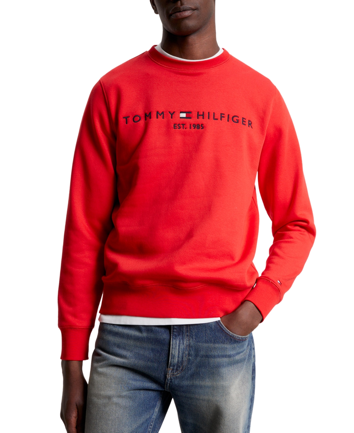 Tommy Hilfiger Men's Embroidered Logo Fleece Sweatshirt In Mint Gel