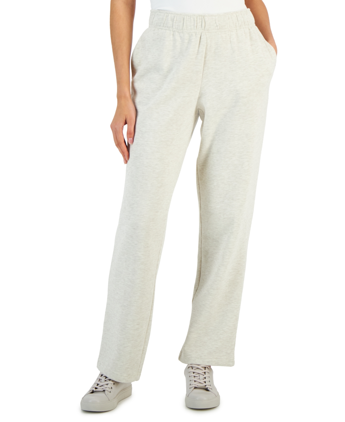 Women's Relaxed Wide-Leg Sweatpants, Created for Macy's - Light Sand Heather