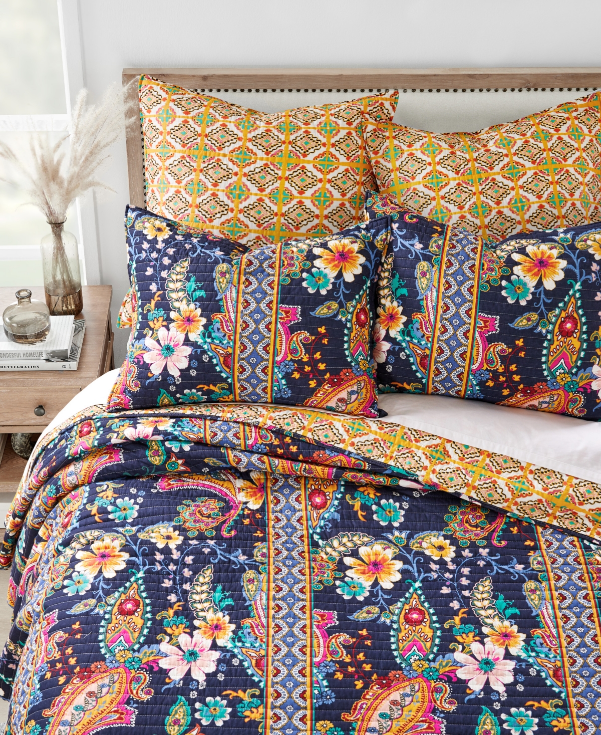 Levtex Bertelli Paisley Reversible 2-pc. Quilt Set, Twin/twin Xl In Navy