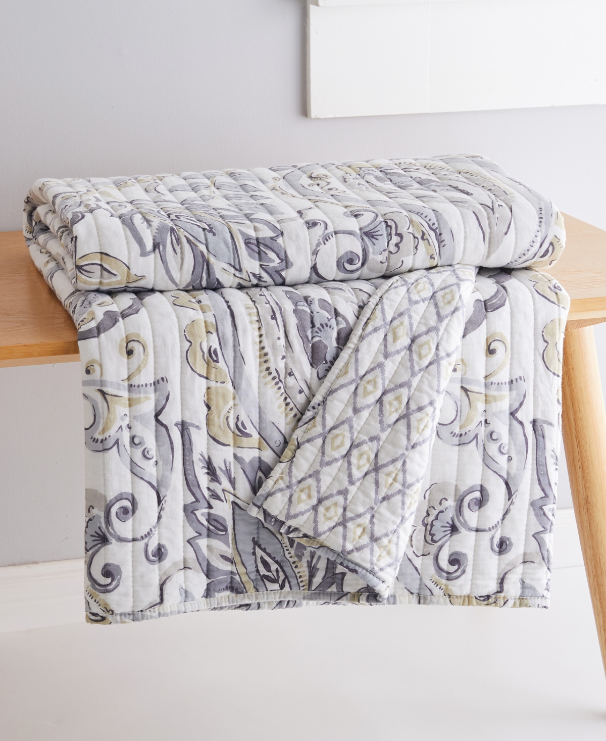 Shop Levtex Tamsin Reversible Quilted Throw, 50" X 60" In Gray