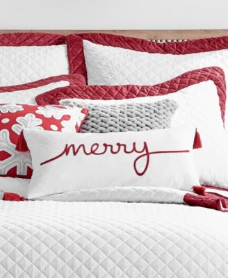 All Is Bright Tassel Embroidered Decorative Pillow, 12" x 24"