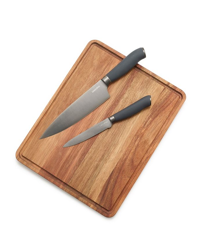 GreenPan Titanium 3Piece Knife and Cutting Board Set Macy's