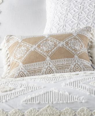 Harleson Diamond Embroidered Tassels Decorative Pillow, 14" x 18"