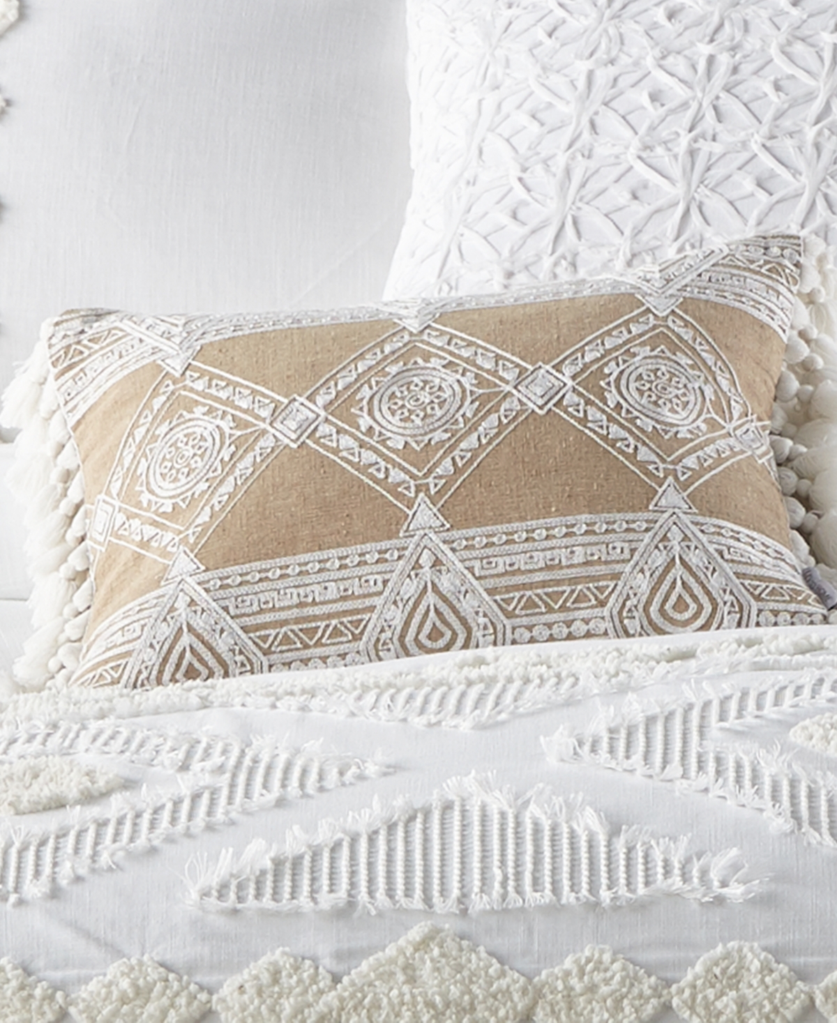 Levtex Harleson Diamond Embroidered Tassels Pillow,