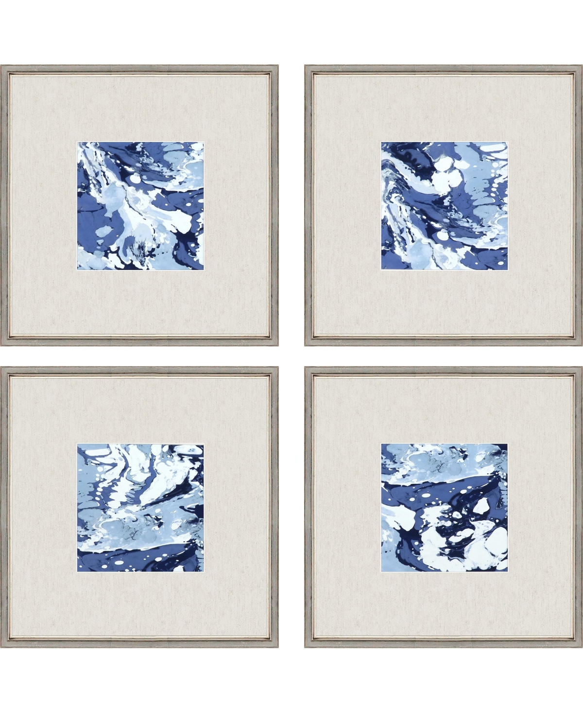 Paragon Picture Gallery Marbleized Framed Art, Set Of 4 In Blue
