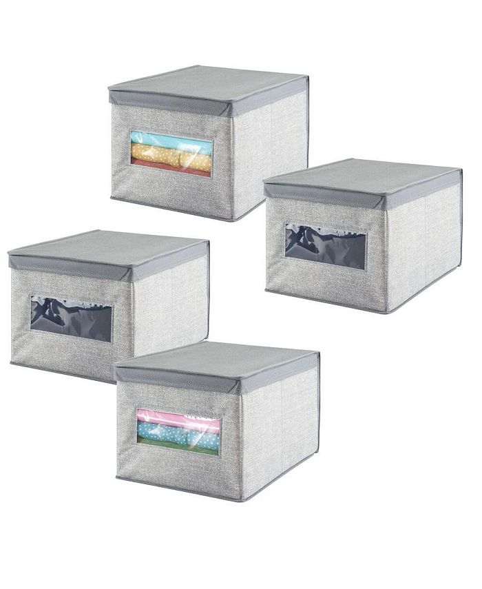 Mdesign Stackable Closet Storage Bin Box With Drawer, 4 Pack