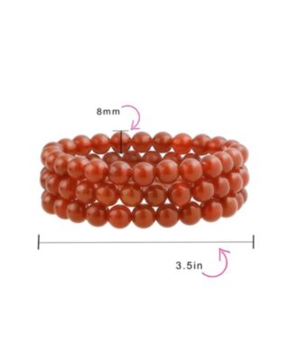 Stackable Set Of 3 Natural Stone Round Bead 8MM Multi Strand Stretch Bracelet