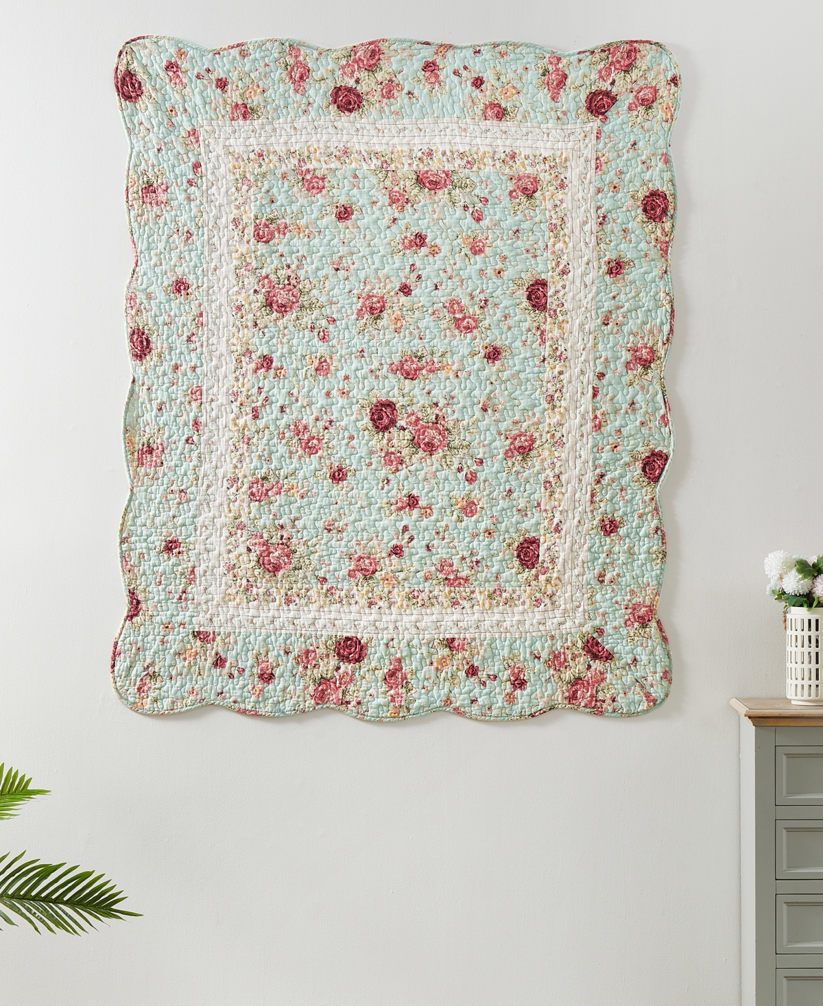 Greenland Home Fashions Antique Rose 100% Cotton Reversible Throw, 50