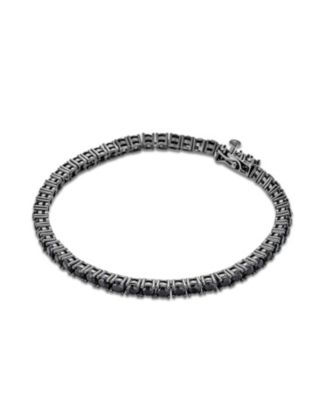Jewelry 10 CT CZ Round Solitaire Tennis Bracelet Cubic Zirconia Black Sterling Silver 7 Inch