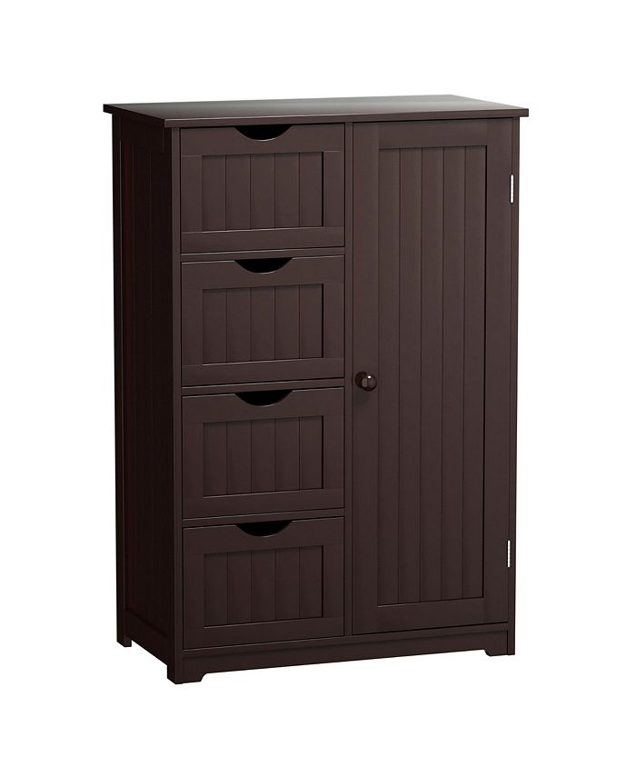 Costway wooden 4 drawer bathroom cabinet storage cupboard deals 2 shelves free