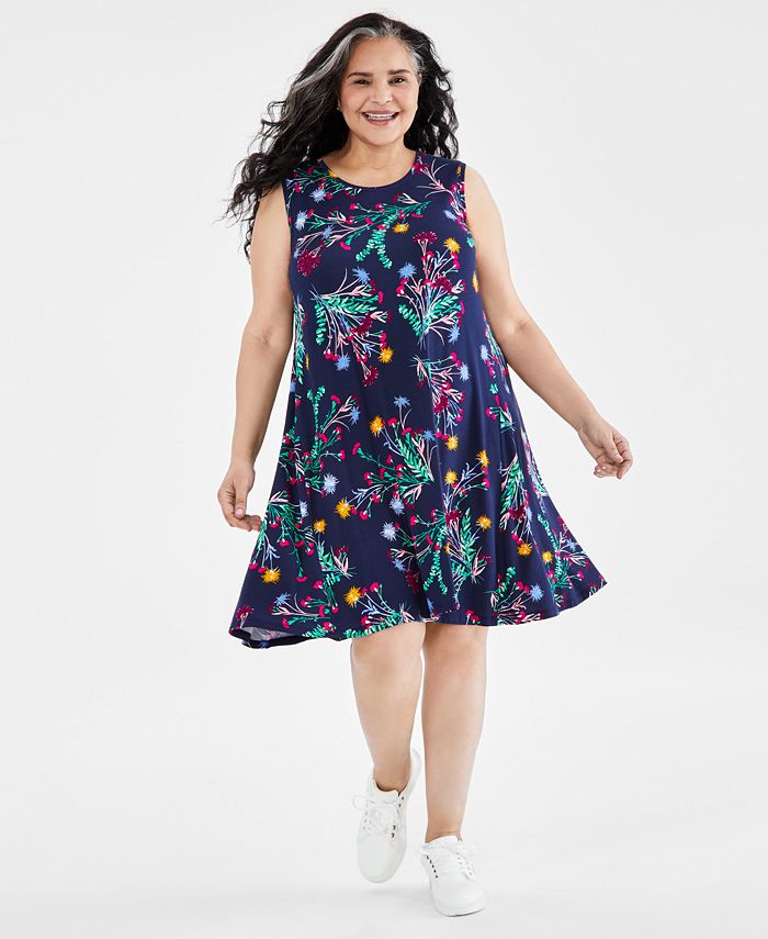 Style & Co Plus Size Floral Sleeveless Flip Flop Dress, Created for ...