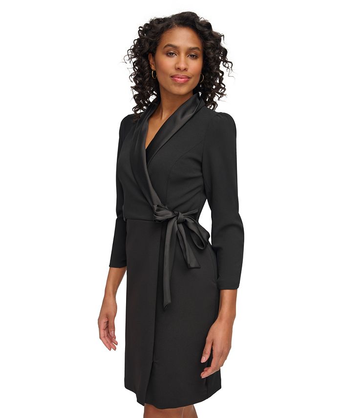DKNY Women's Shawl-Collar Side-Tie Tuxedo Dress - Macy's